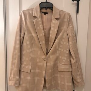 Oversized Plaid Beige Women's Blazer